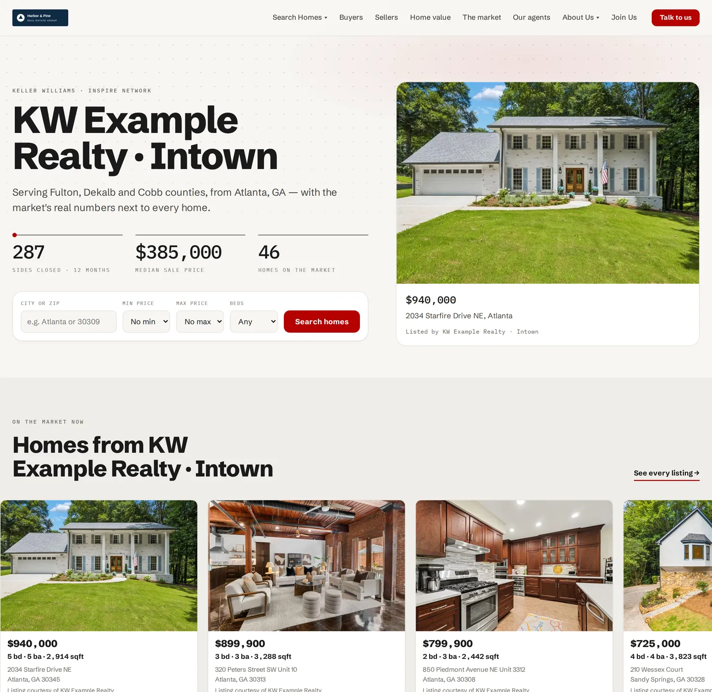 A Market Center website with IDX search and the live roster